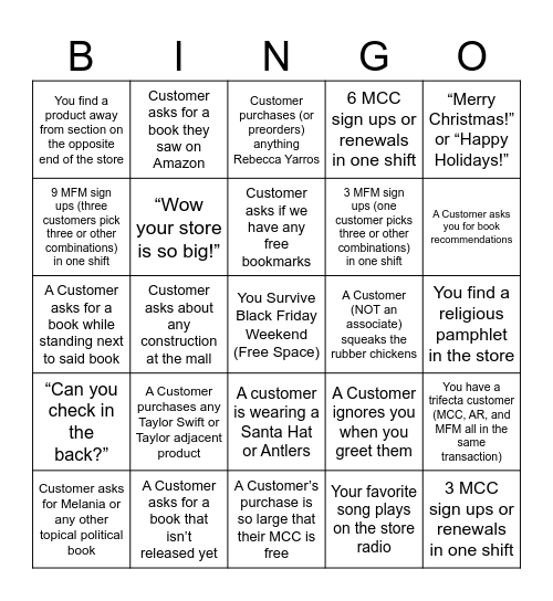 Black Friday Bingo Card