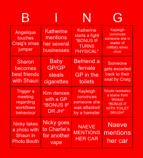 WORK XMAS BINGO Card