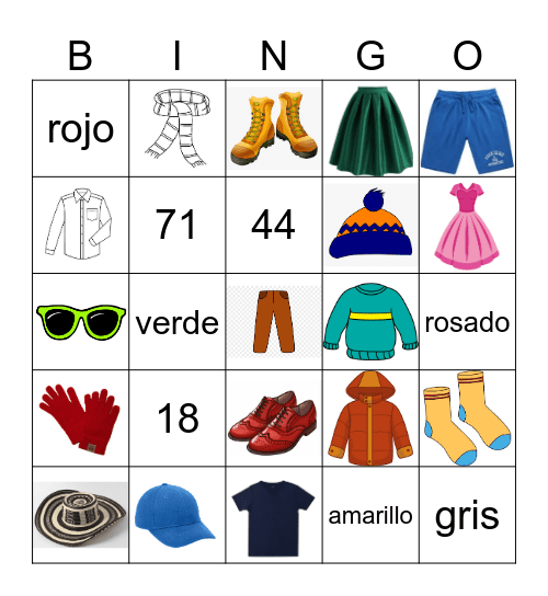 Clothes, clothes, clothes! Bingo Card
