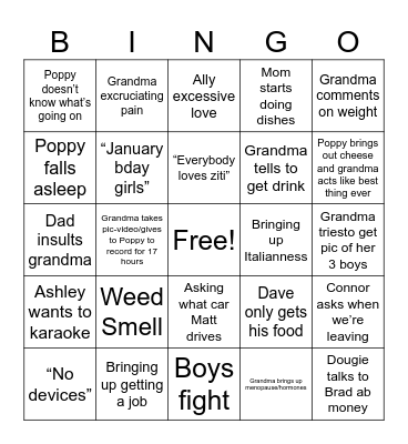 Thanksgiving Bingo Card