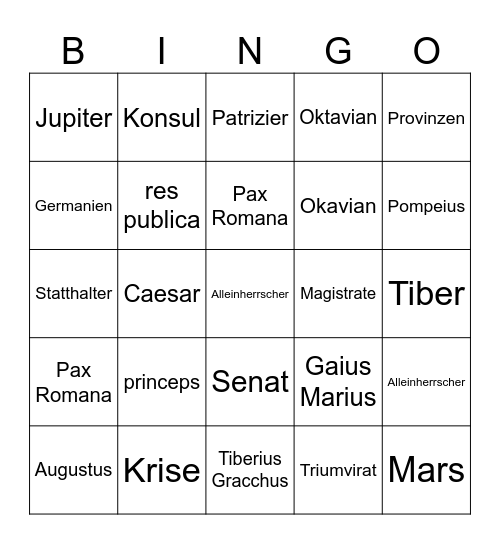 Rom Bingo Card