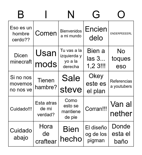 Minecraft pelicula gratis 2025 descargar no virus Bingo Card