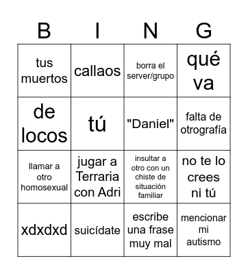 Bingo de Oliver Bingo Card