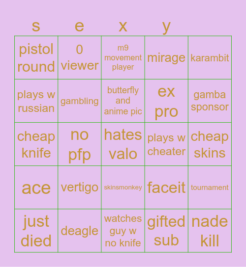 twich bingo cs Bingo Card