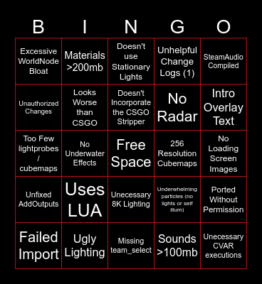 CS2 ZE Port Bingo Card