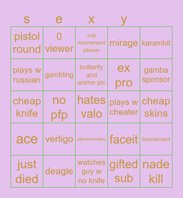 twich bingo cs Bingo Card