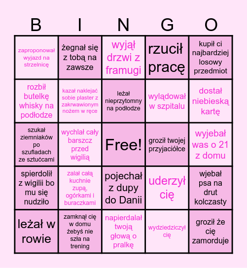 Twój stary pijany... Bingo Card