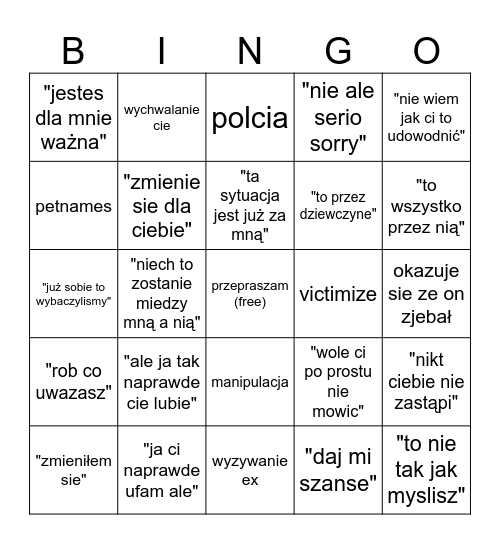 Kubsztal Bingo Card