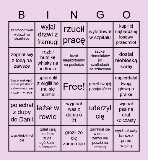 Twój stary pijany... Bingo Card