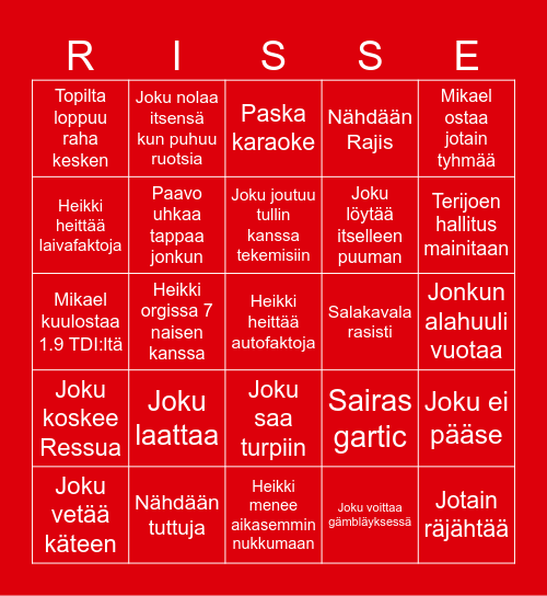 Ultimate mega risse bingo bongo Bingo Card