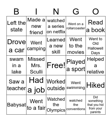 Advisory Bingo Card