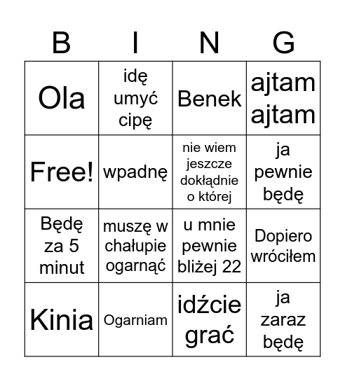BINGO Bartkowe Bingo Card