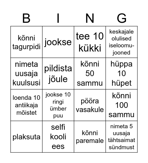 ÜLDAJALUGU Bingo Card