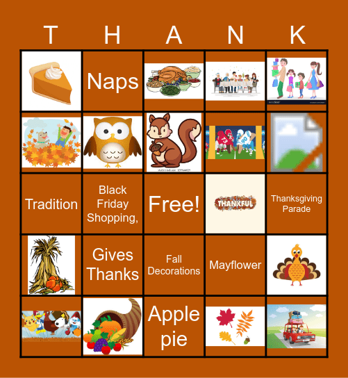 Thanksgiving feels Bingo Card