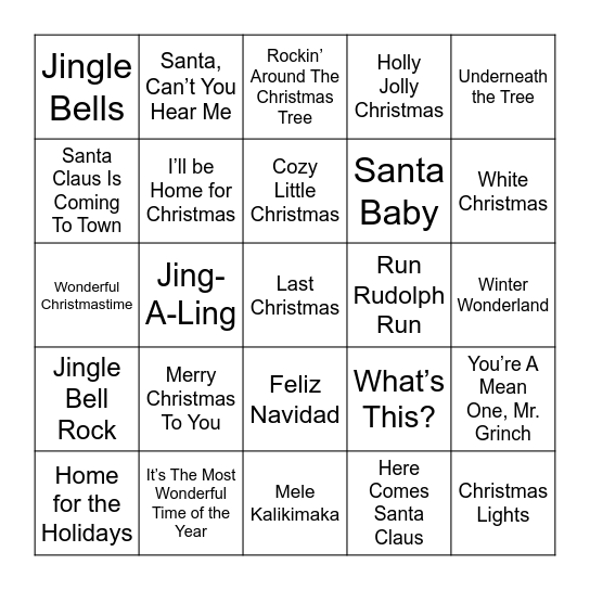 Happy Holidays! Bingo Card