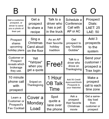 Black Friday Prospecting Bingo Card