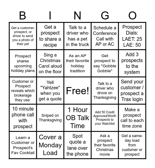 Black Friday Prospecting Bingo Card