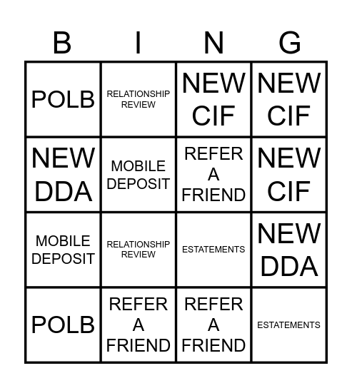 REFERRAL BINGO Card