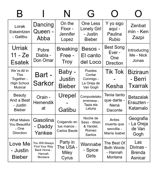 99ko Kinta Bingo Card