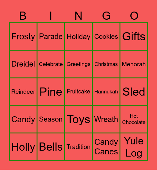 Holiday Fun! Bingo Card