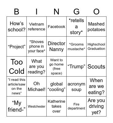 Thanksgiving Bingo Card