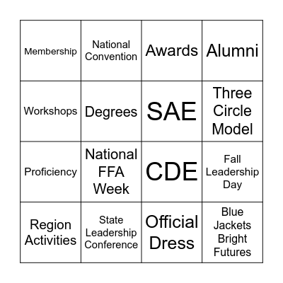 Opportunities of FFA Bingo Card