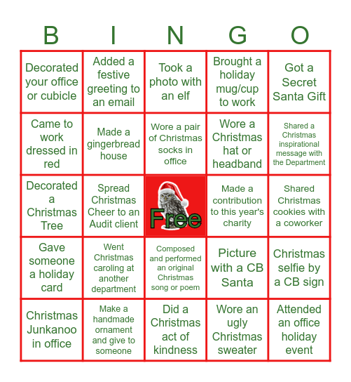 IAD OFFICE CHRISTMAS BINGO 2024 Bingo Card