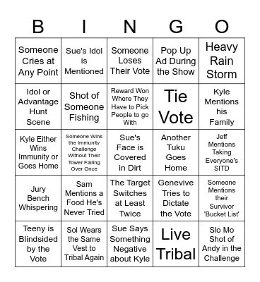 Survivor 47 Episode 11 Bingo Card