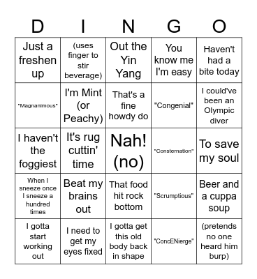 Dad Dingo again Bingo Card