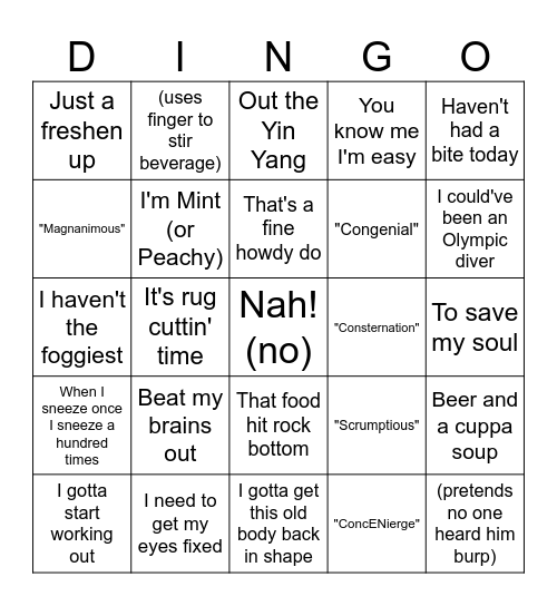 Dad Dingo again Bingo Card