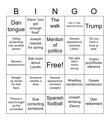 Thanksgiving Bingo Card