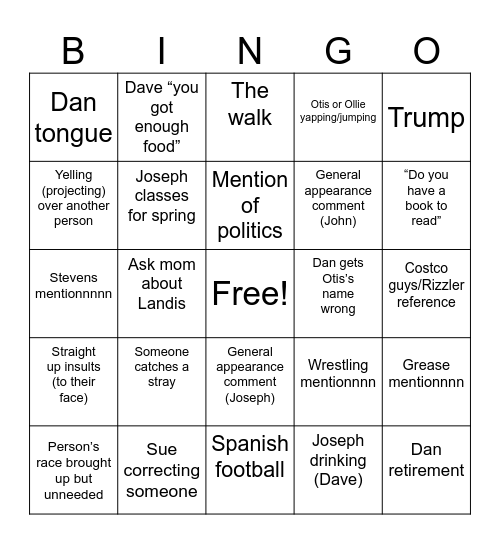 Thanksgiving Bingo Card