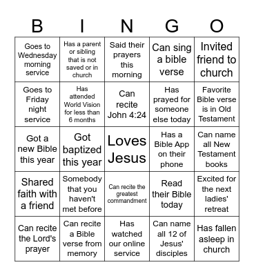 Christian Bingo Card