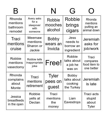Thanksgiving 2024 Bingo Card