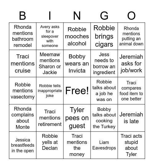 Thanksgiving 2024 Bingo Card