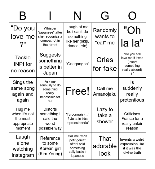 Aya Bingo Card