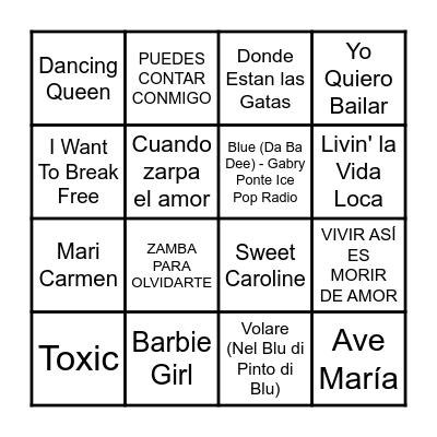BINGO MUSICAL Bingo Card