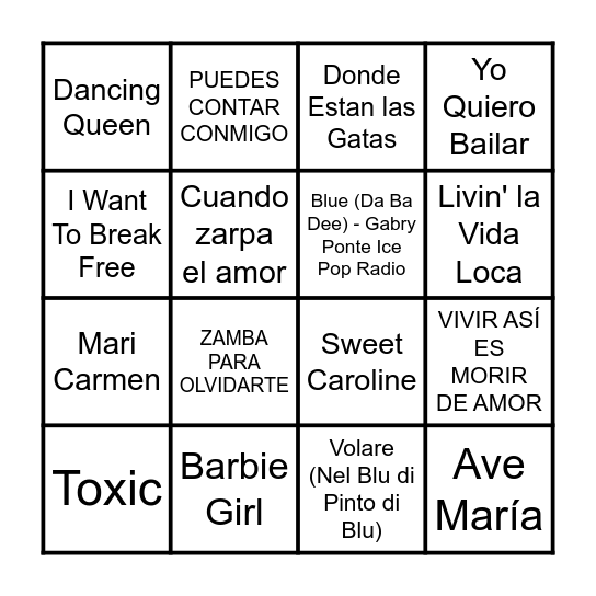 BINGO MUSICAL Bingo Card