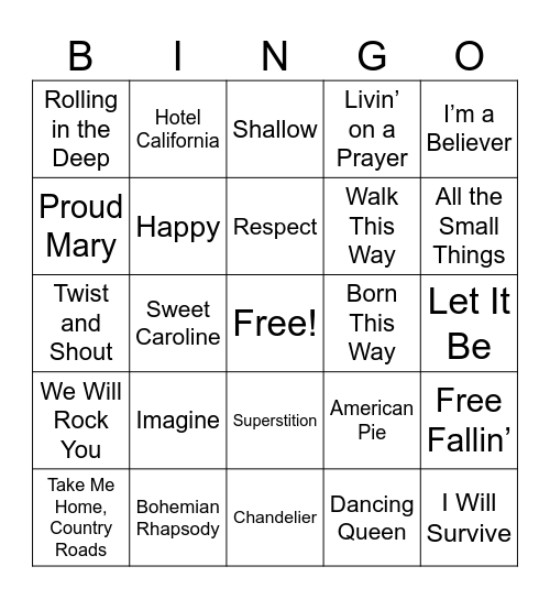 Mixed Bag: All-Time Favorites Bingo Card