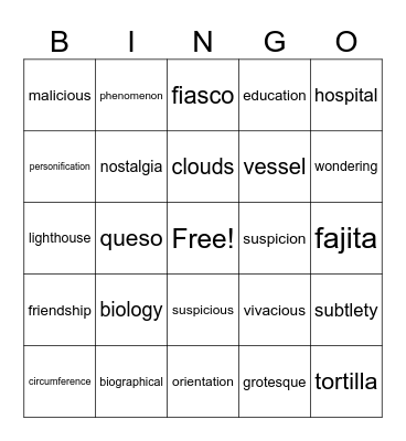 Max Bingo Card