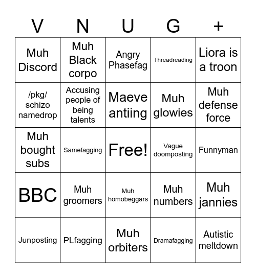 /vnug/ Threadshitting Bingo Card