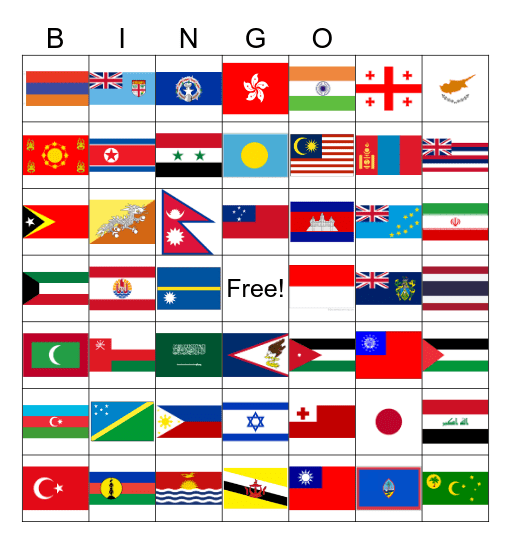 AAPI Flags 1 Bingo Card