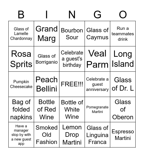 SERVER BINGO Card