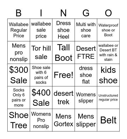 Black Friday Bingo Card