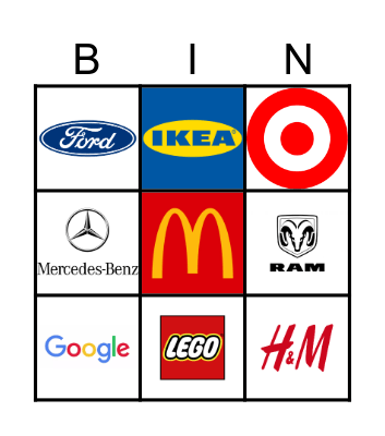 Famous Brands/Logos Bingo Card