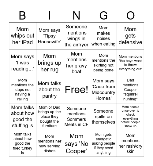 Maurina Thanksgiving Bingo Card