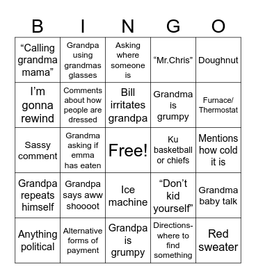 Shonks Thanksgiving 24 Bingo Card