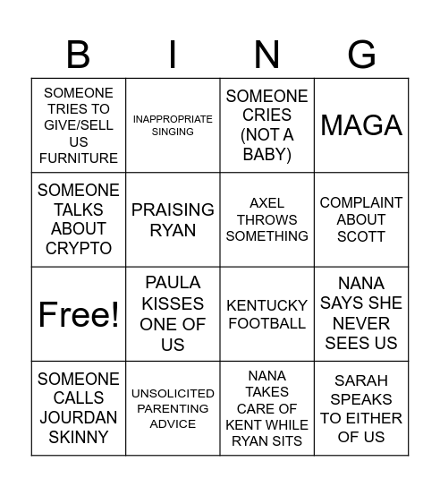 THANKSGIVING BINGO Card