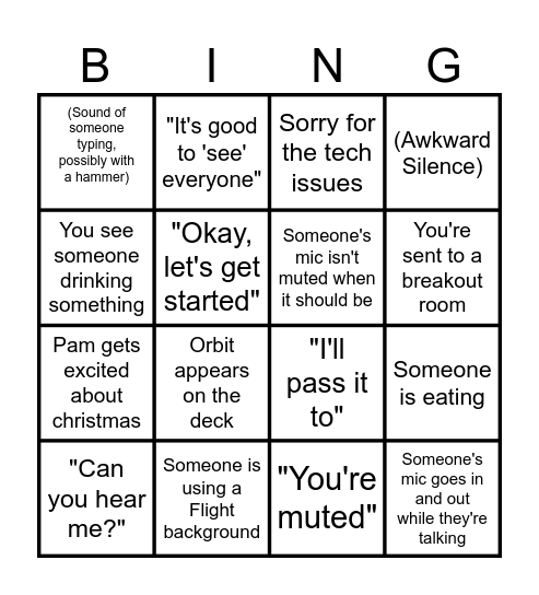 Flight Meeting Bingo! Bingo Card