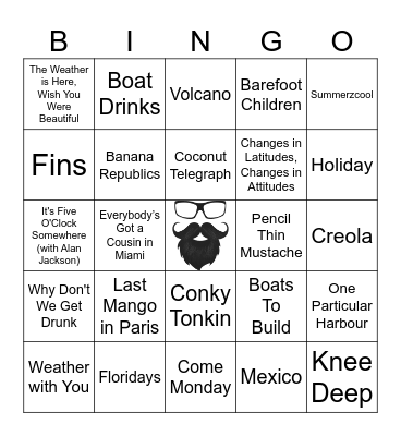 Jimmy Buffet | RD 2 | Tropical Hits Bingo Card